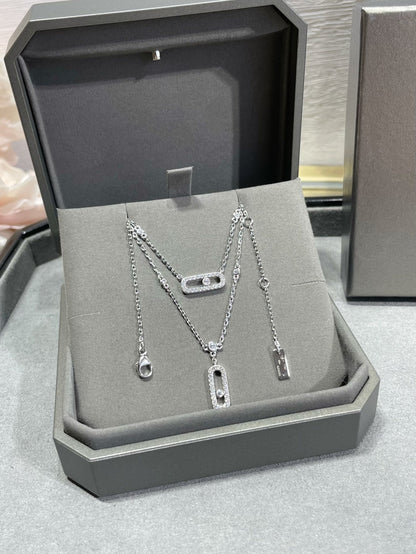 [LUXE] MOVE 2 ROW DIAMOND NECKLACE