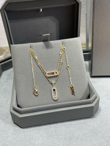 [LUXE] MOVE 2 ROW DIAMOND NECKLACE