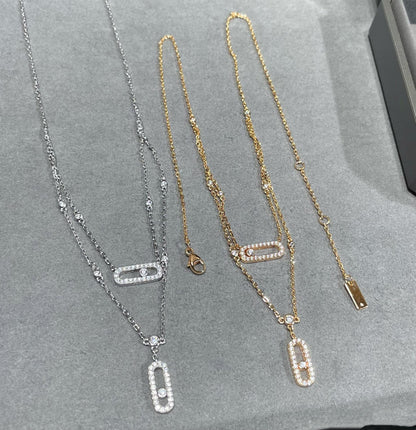 [LUXE] MOVE 2 ROW DIAMOND NECKLACE