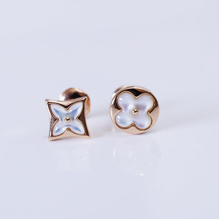 [LUXE] PENDIENTES DE BOTONERA CON ESTRELLA Y SOL EN ORO ROSA