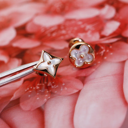 [LUXE] PENDIENTES DE BOTONERA CON ESTRELLA Y SOL EN ORO ROSA