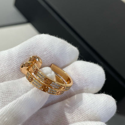 [LUXE] PENDIENTES DE ARO DE ORO ROSA CON DIAMANTES LOVE