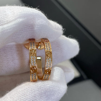 [LUXE] PENDIENTES DE ARO DE ORO ROSA CON DIAMANTES LOVE