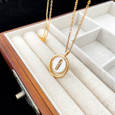 [LUXE] LUCKY MOVE MOP PINK GOLD NECKLACE