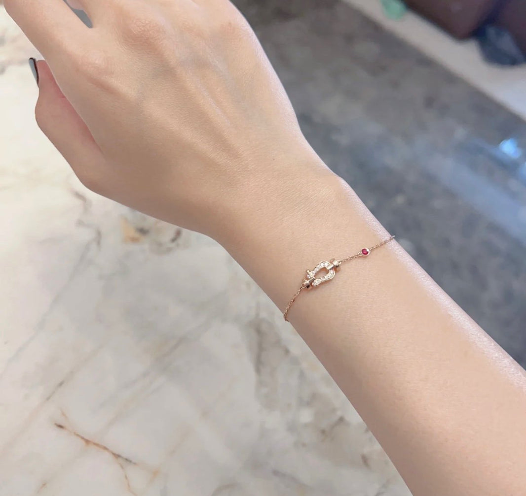 [LUXE]Pulsera de eslabones de cadena de diamantes Force 10 en oro rosa
