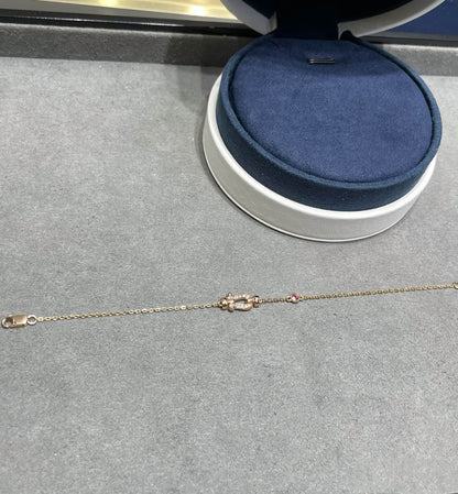 [LUXE]Pulsera de eslabones de cadena de diamantes Force 10 en oro rosa