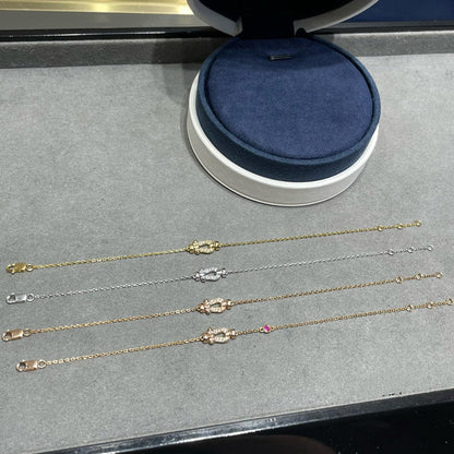 [LUXE]Pulsera de eslabones de cadena de diamantes Force 10 en oro rosa