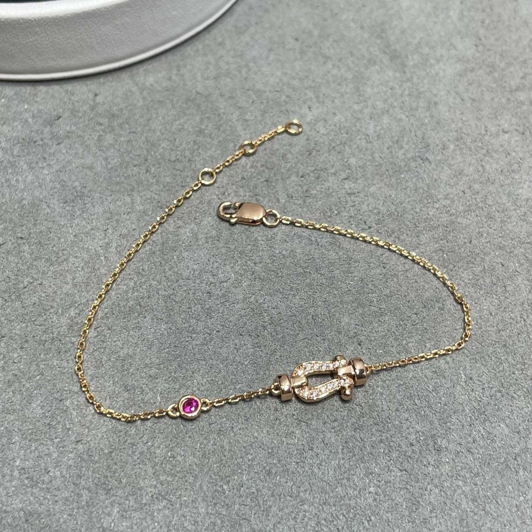 [LUXE]Pulsera de eslabones de cadena de diamantes Force 10 en oro rosa