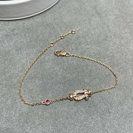 [LUXE]Pulsera de eslabones de cadena de diamantes Force 10 en oro rosa