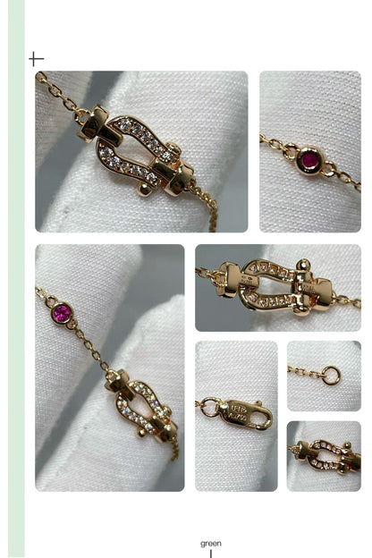[LUXE]Pulsera de eslabones de cadena de diamantes Force 10 en oro rosa