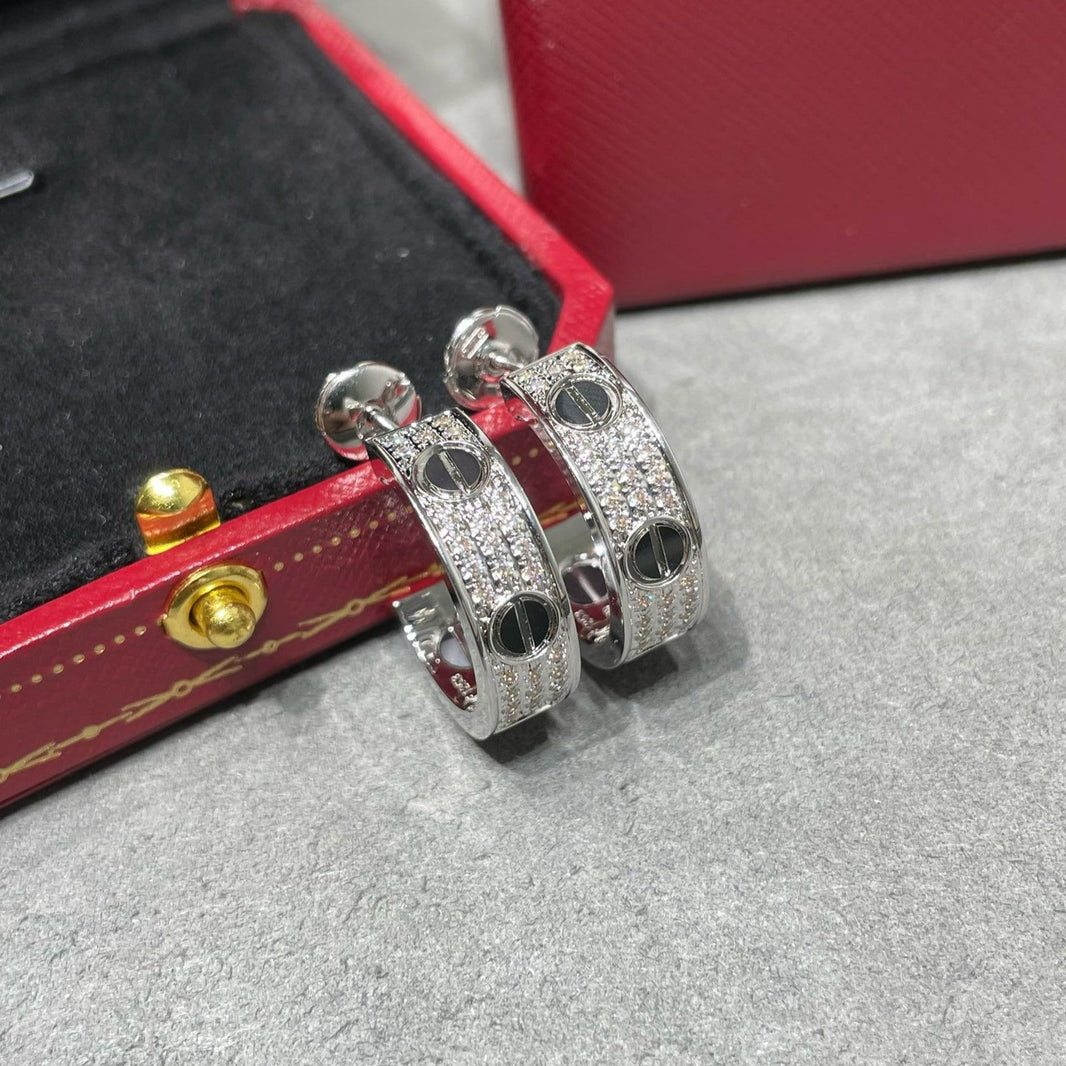 [LUXE] PENDIENTES DE PLATA CON DIAMANTES Y CERÁMICA LOVE