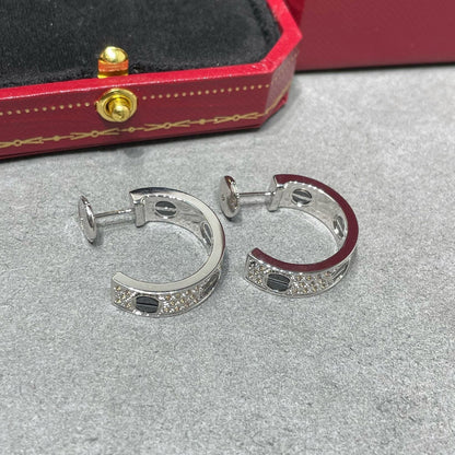 [LUXE] LOVE CERAMIC DIAMOND PAVED SILVER EARRINGS