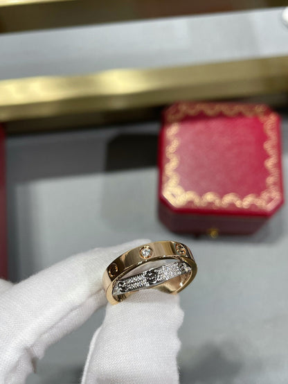 [LUXE] ANILLO DOBLE AMOR DE ORO ROSA, PLATA Y DIAMANTE