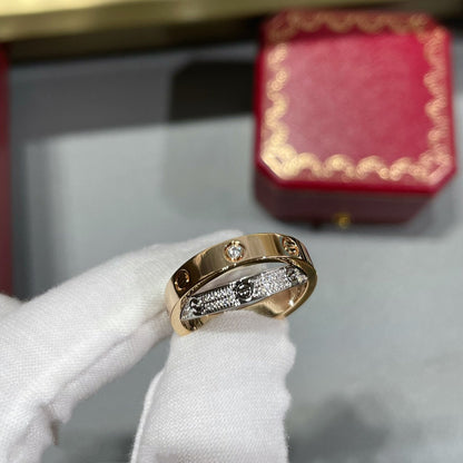 [LUXE] LOVE PINK GOLD SILVER DIAMOND DOUBLE RING