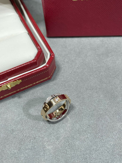 [LUXE] ANILLO DOBLE AMOR DE ORO ROSA, PLATA Y DIAMANTE