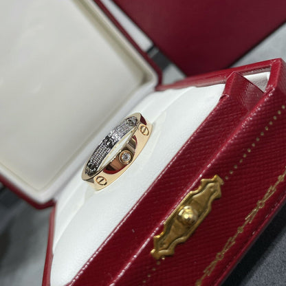 [LUXE] LOVE PINK GOLD SILVER DIAMOND DOUBLE RING