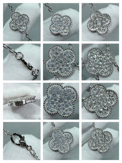 [LUXE] COLLAR CON 6 MOTIVOS DE TRÉBOL Y DIAMANTES PAVÉ