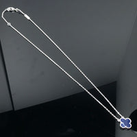 [LUXE] COLLAR LARGO DE PLATA CON TRÉBOL DE PIETERSITA