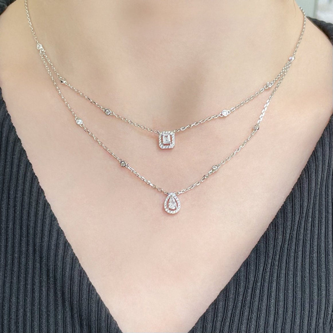 [LUXE] MY TWIN 2 ROW DIAMOND NECKLACE