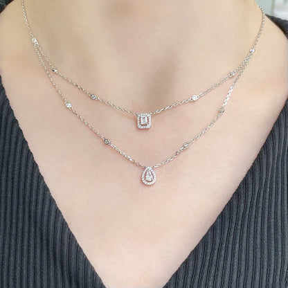 [LUXE] MY TWIN 2 ROW DIAMOND NECKLACE