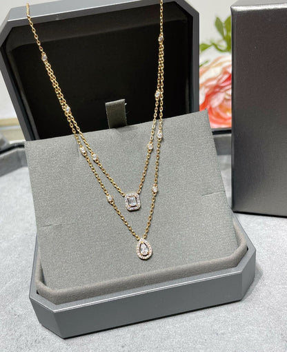 [LUXE] MY TWIN 2 ROW DIAMOND NECKLACE