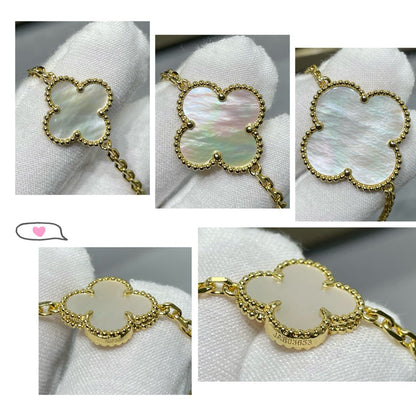 [LUXE] COLLAR DE ORO BLANCO CON 16 MOTIVOS DE TRÉBOL