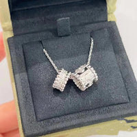 [LUXE] COLLAR DE PLATA CON DIAMANTES Y DOBLE COLGANTE PERLEE