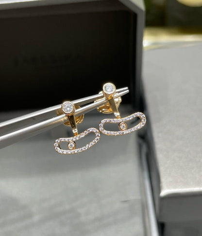 [LUXE] MOVE UNO PINK GOLD DIAMOND EARRINGS