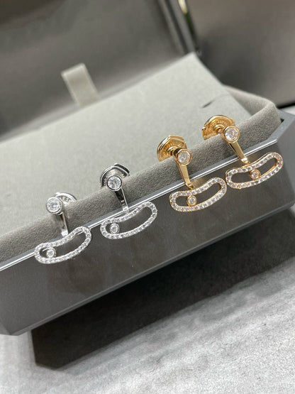 [LUXE] MOVE UNO PINK GOLD DIAMOND EARRINGS