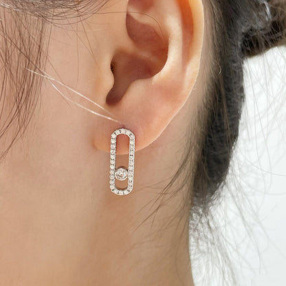 [LUXE] MOVE UNO STUD DIAMOND PAVED EARRINGS