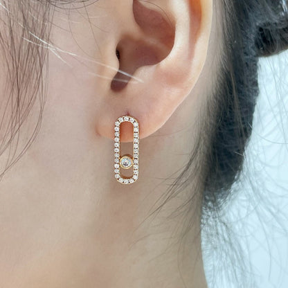 [LUXE] MOVE UNO STUD DIAMOND PAVED EARRINGS