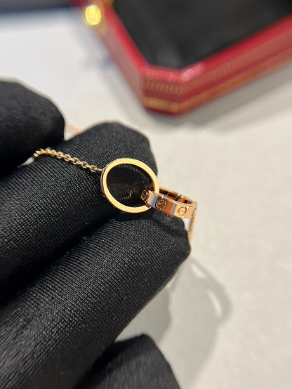 [LUXE]COLLAR AMOR DOBLE ANILLO ORO ROSA 