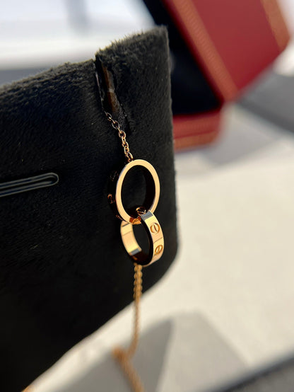 [LUXE]COLLAR AMOR DOBLE ANILLO ORO ROSA 