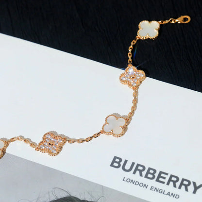 [LUXE]CLOVER WHITE PEARL MOP 5 MOTIF BRACELET COLLECTION