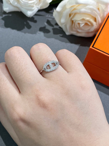 [LUXE]ANILLO REDONDO DE DIAMANTES PEQUEÑOS