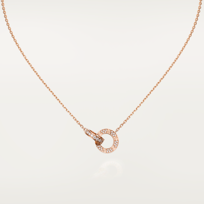 [LUXE] COLLAR LOVE DE 7,6 MM EN ORO ROSA Y PLATA CON DIAMANTES