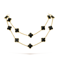 [LUXE] COLLAR DE ÓNIX CON 20 MOTIVOS DE TRÉBOL