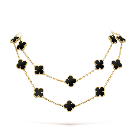 [LUXE] COLLAR DE ÓNIX CON 20 MOTIVOS DE TRÉBOL
