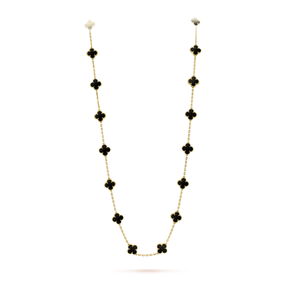 [LUXE] COLLAR DE ÓNIX CON 20 MOTIVOS DE TRÉBOL