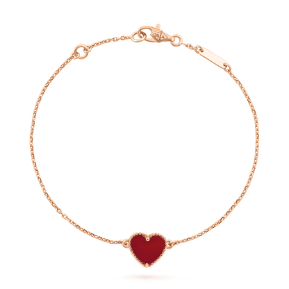 [LUXE]PULSERA DE ORO ROSA CON CORAZÓN DE CORNALINA 