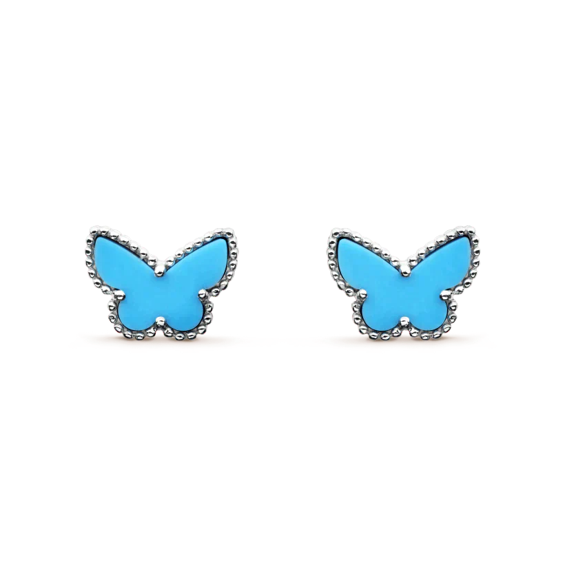 [LUXE]BUTTERFLY TURQUOISE EARRINGS SILVER