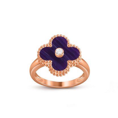 [LUXE] ANILLO DE DIAMANTE TRÉBOL COLECCIÓN ORO ROSA