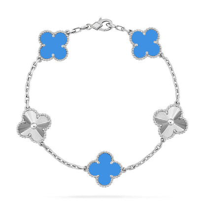 [LUXE] CLOVER 5 MOTIF BLUE AGATE BRACELET COLLECTION