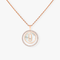 [LUXE] LUCKY MOVE 1 DIAMOND WHITE MOTHER OF PEARL PINK GOLD DIAMOND NECKLACE