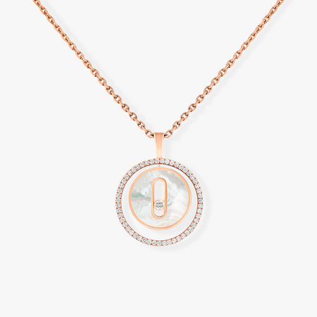 [LUXE] LUCKY MOVE 1 DIAMOND WHITE MOTHER OF PEARL PINK GOLD DIAMOND NECKLACE