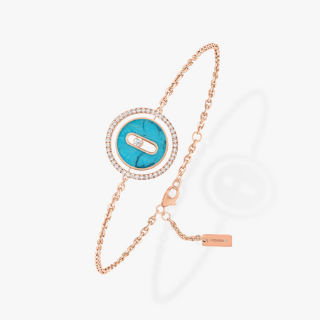 [LUXE] LUCKY MOVE TURQUOISE PINK GOLD DIAMOND BRACELET