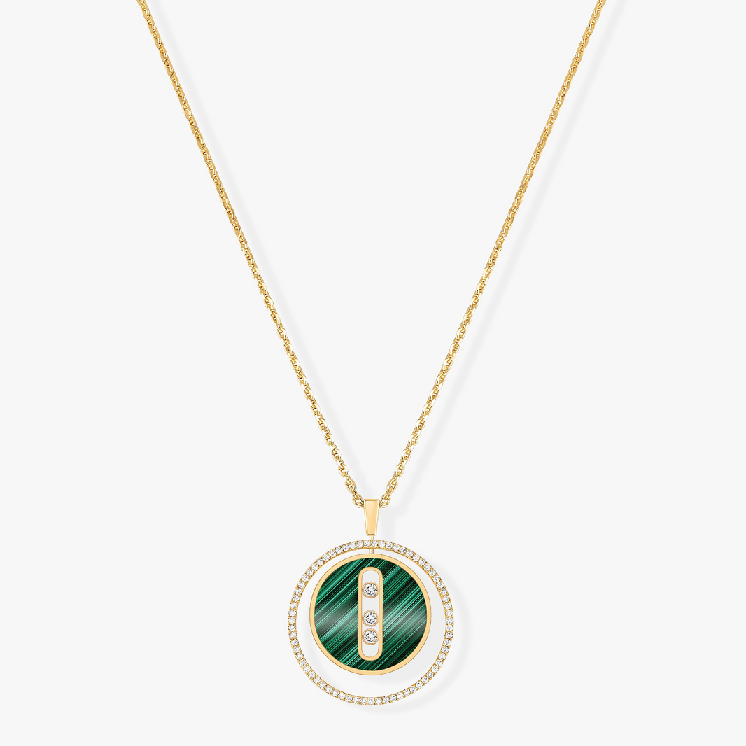 [LUXE] LUCKY MOVE 3 DIAMOND MALACHITE GOLD DIAMOND NECKLACE