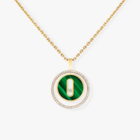 [LUXE] LUCKY MOVE 1 DIAMOND MALACHITE GOLD DIAMOND NECKLACE