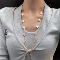 [LUXE]CLOVER 20 MOTIFS PINK MOP NECKLACE