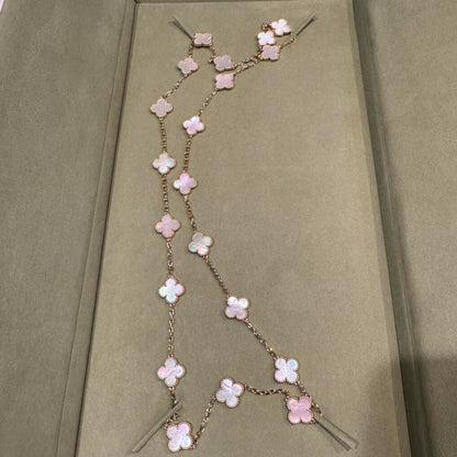 [LUXE]CLOVER 20 MOTIFS PINK MOP NECKLACE